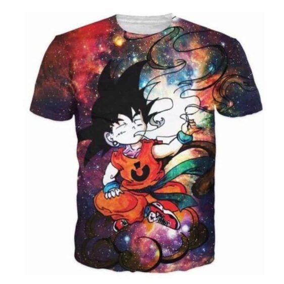 Smoking Kid Goky Outer Space Galaxy 3D Dope T-Shirt