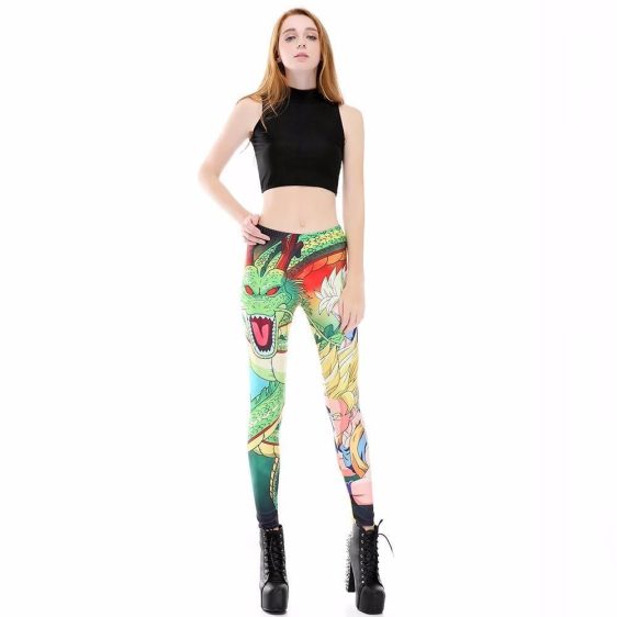 Blue Super Saiyan Goku Shenron Women Compression Fitness Leggings Tights
