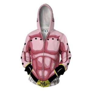 Majin Buu Skin Pink Zip Up Cosplay 3D Hoodie