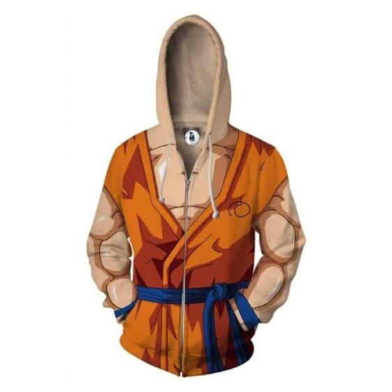 Son Goku Orange Costume Zip Up Cosplay 3D Hoodie