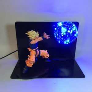 Bruised Super Saiyan Son Goku Kamehameha Wave Blue Flash Ball DIY 3D LED Light Lamp