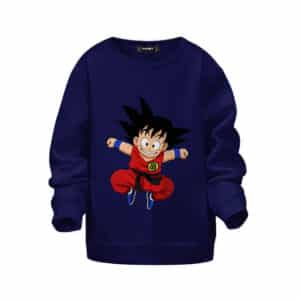 DBZ Jumping Kid Goku In His Training Suit Kids Sweatshirt