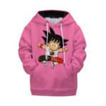 Jumping Kid Goku In His Training Suit Kids Long Sleeve Hoodie