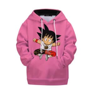 Jumping Kid Goku In His Training Suit Kids Long Sleeve Hoodie
