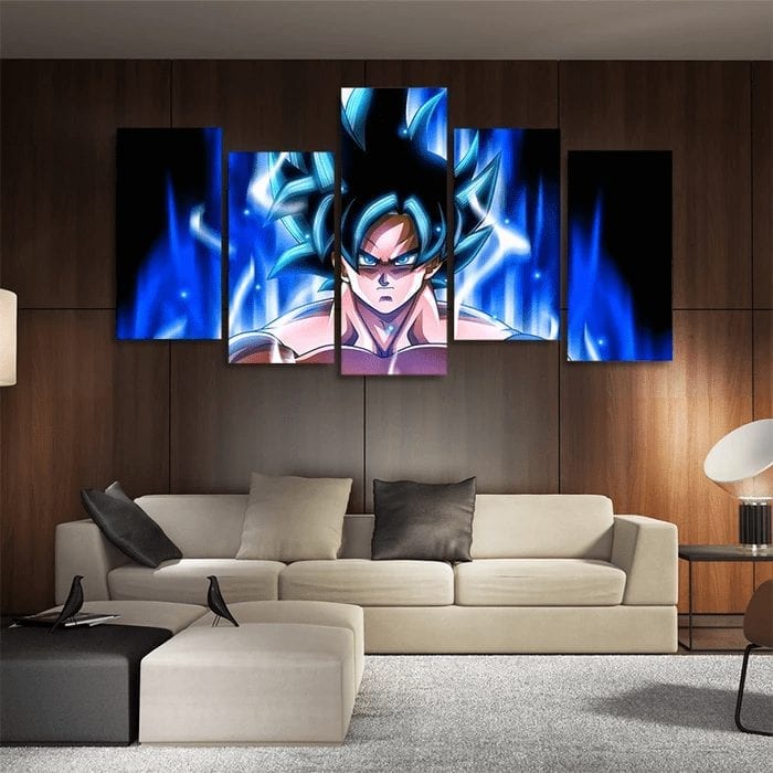 Goku Mastered Ultra Instinct Asymmetrical 5pcs Wall Art Canvas Print