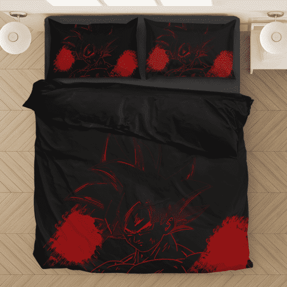 Son Goku's Bruised Red Silhouette Image Bedding Set
