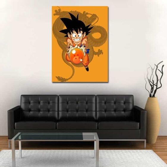 DBZ Adorable Kid Goku Shenron Orange 1pc Wall Art Canvas Print