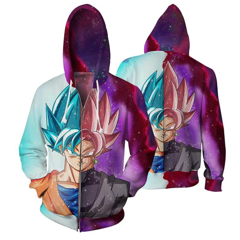 DBZ Goku SSGSS God Blue Rose Saiyan Fashion Zip Up Hoodie - Image 3