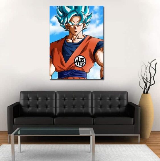 Super Saiyan God Serious Goku Blue 1pc Wall Art Canvas Print