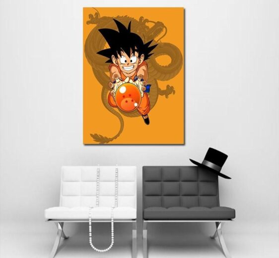 DBZ Adorable Kid Goku Shenron Orange 1pc Wall Art Canvas Print