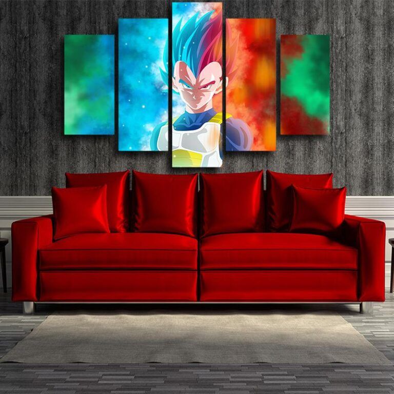 Vegeta Half Portrait Super Saiyan Blue Rose 5pc Canvas Art Print Saiyan Stuff 9172