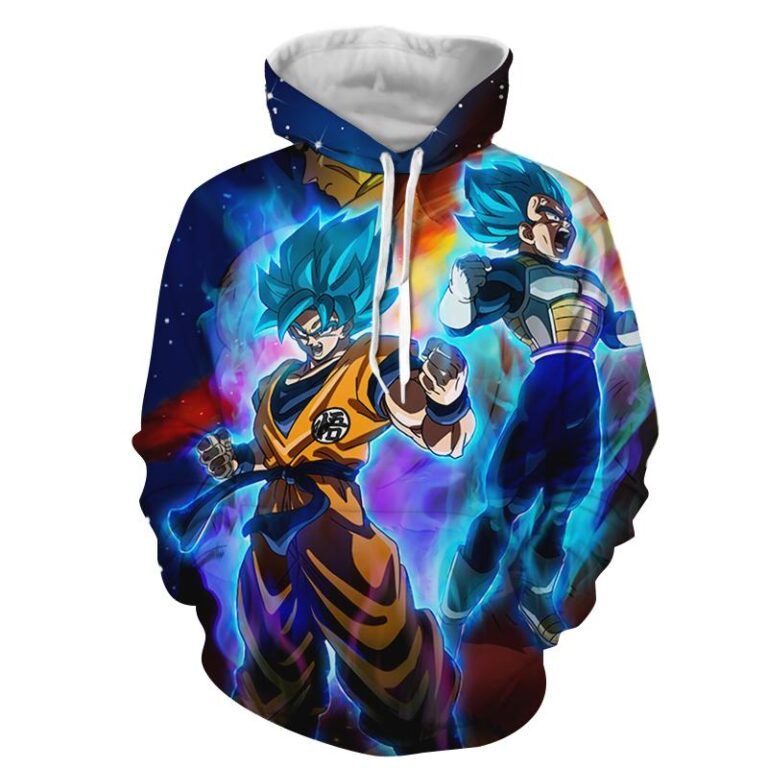 Super Saiyan God Blue Goku and Vegeta Full Print 3D Hoodie