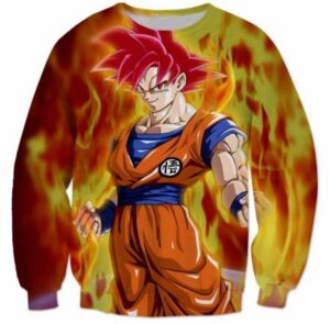 3D Printed Dragon Ball Goku Fire Flame Sweatshirt - Saiyan Stuff