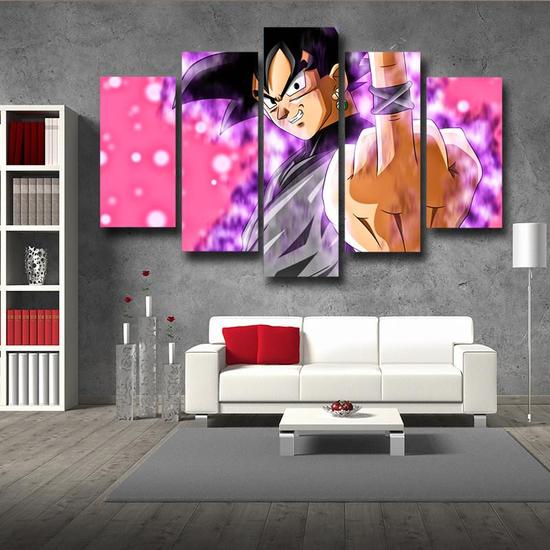 DBS Bad Goku Black Time Ring Middle Finger 5pc Canvas Prints Wall Art