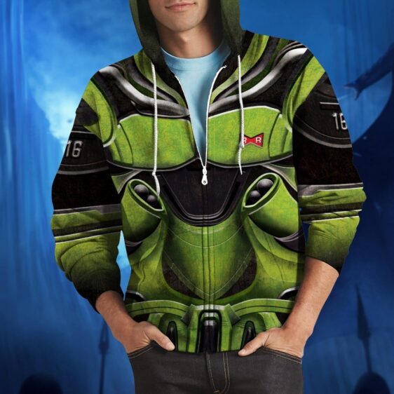 Dragon Ball Z Android 16 Armor Suit Cosplay Zip Up Hoodie - Image 3