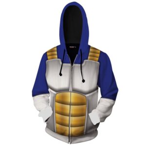 Dragon Ball Z Vegeta Inspired Suit Cosplay Zip Up Hoodie