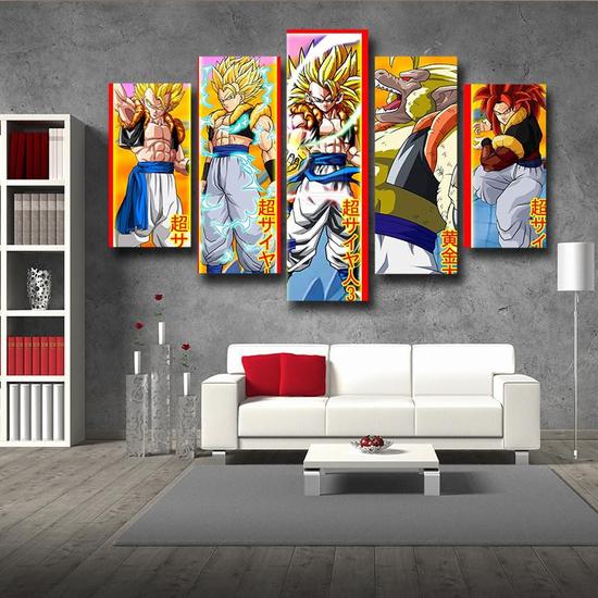 DBZ Gogeta All Form Super Saiyan 5pc Wall Art Decor Posters Canvas Prints