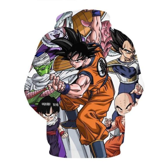 DBZ Goku Fighting Stance Gohan Piccolo Krillin Vegeta Frieza Color Hoodie - Image 2