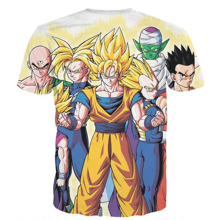 DBZ Goku Vegeta Super Saiyan Krillin Piccolo All Heroes Vibrant Design T-Shirt - Image 2