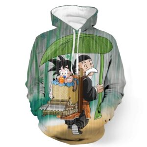 DBZ Kid Goku Master Roshi Cover Rain Cute Design Pocket Hoodie - Saiyan Stuff - 1