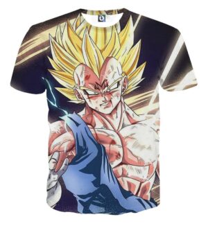 DBZ Majin Vegeta Saiyan Prince Fight Injure Manga Style Trending T-Shirt