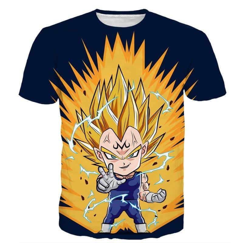 DBZ Majin Vegeta Super Saiyan Prince Power Aura Chibi Sketch T-Shirt