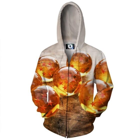 DBZ Super Saiyan Seven Balls Crystal Detailed Design 3D Print Zip Up Hoodie