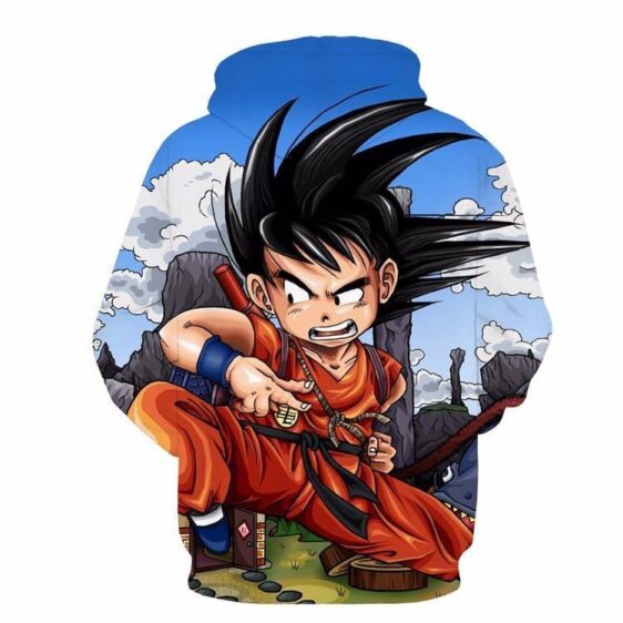 Dragon Ball Anime Angry Kid Goku Sky Clouds Blue 3D Hoodie - Saiyan Stuff - 2