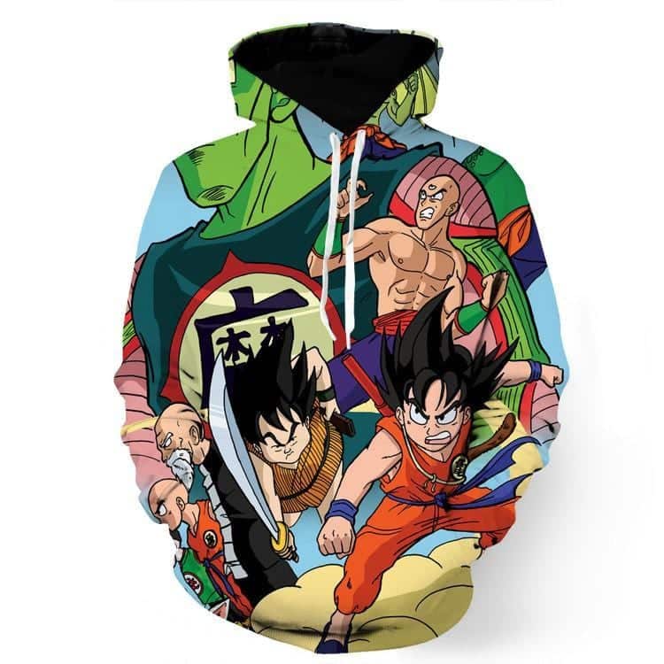 Dragon Ball Goku Kid Yajirobe Tien Shinhan Funny Drawing Streetwear Hoodie
