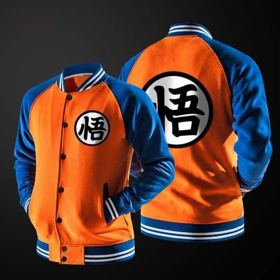 Dragon Ball Goku Mandarin Collar Orange Autumn Baseball Varsity Jacket