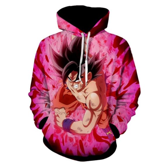 Dragon Ball Super Bruised Goku Red Kaioken Torn Up Hoodie
