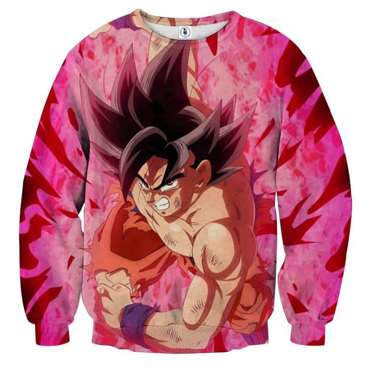 Dragon Ball Super Bruised Goku Red Kaioken Torn Up Sweater
