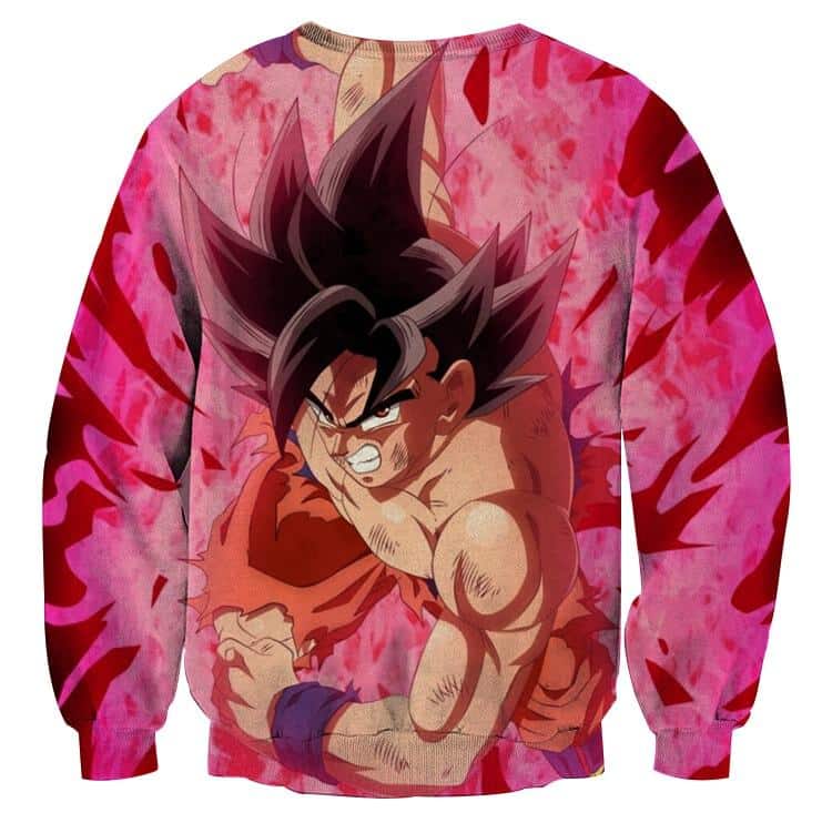 Dragon Ball Super Bruised Goku Red Kaioken Torn Up Sweater - Image 2