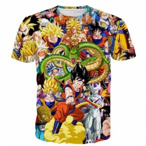 Dragon Ball Super Characters Heroes Goku Shenron Graphic 3D T- Shirt - Saiyan Stuff