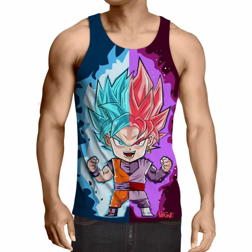 Dragon Ball Super Cute Chibi Goku Blue Goku Rose Tank Top