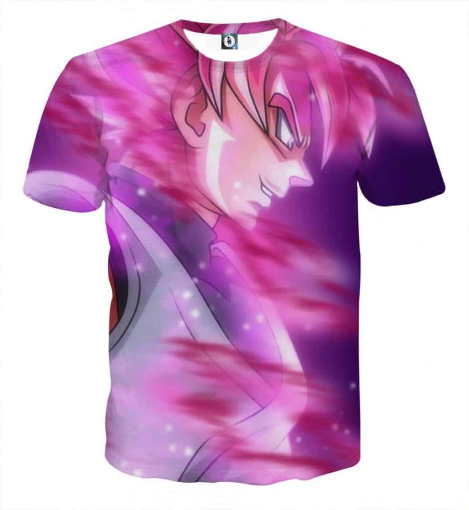 Dragon Ball Super Saiyan Black Goku Rose Cool Casual T-Shirt