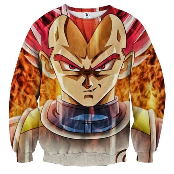 Dragon Ball Super Saiyan God Red Vegeta Cool Close Up Sweater
