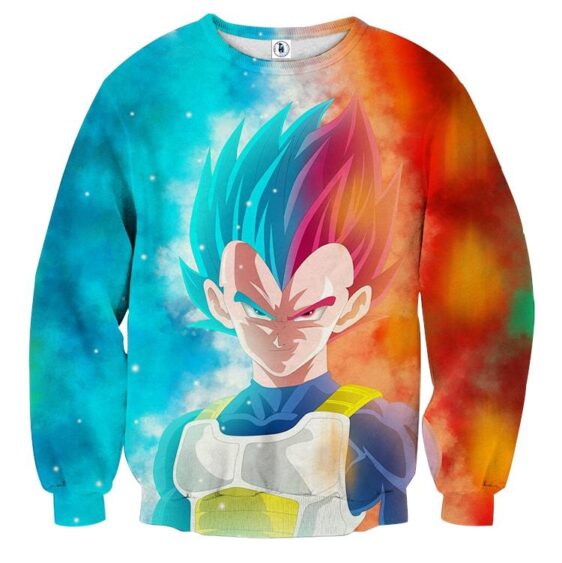Dragon Ball Super Saiyan Serious Vegeta Blue Red Cool Sweater