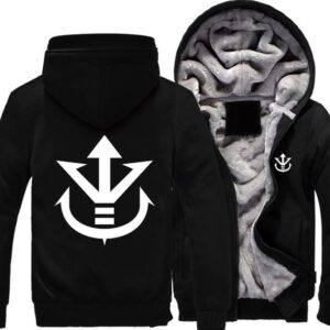 Dragon Ball Vegeta Saiyan Royal Crest All Black Zipper Hooded Jacket - Saiyan Stuff