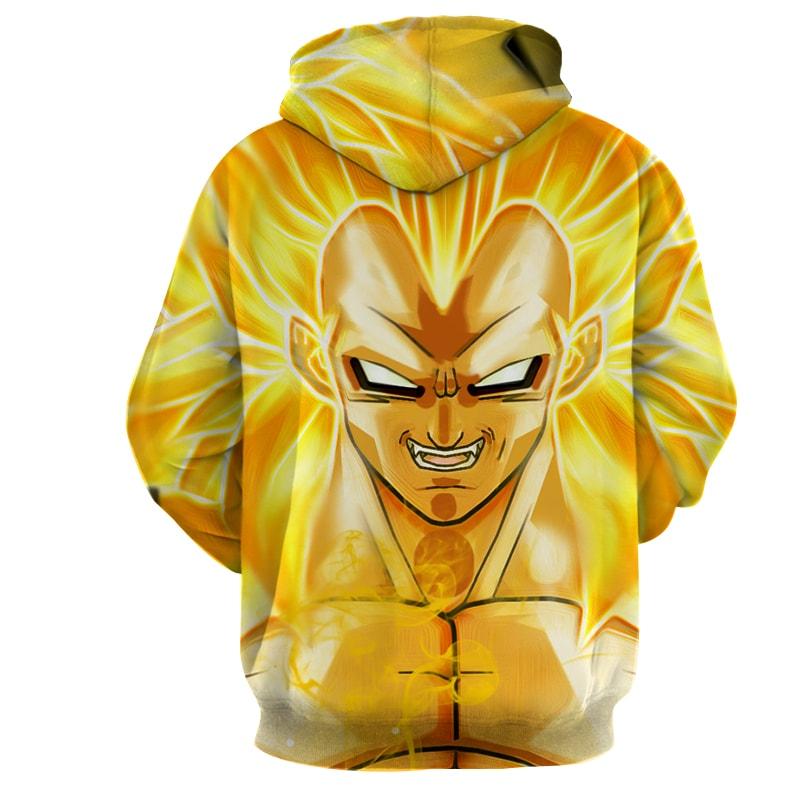 Dragon Ball Vegeta Super Saiyan 3 Cool Close Up Yellow Hoodie - Image 2