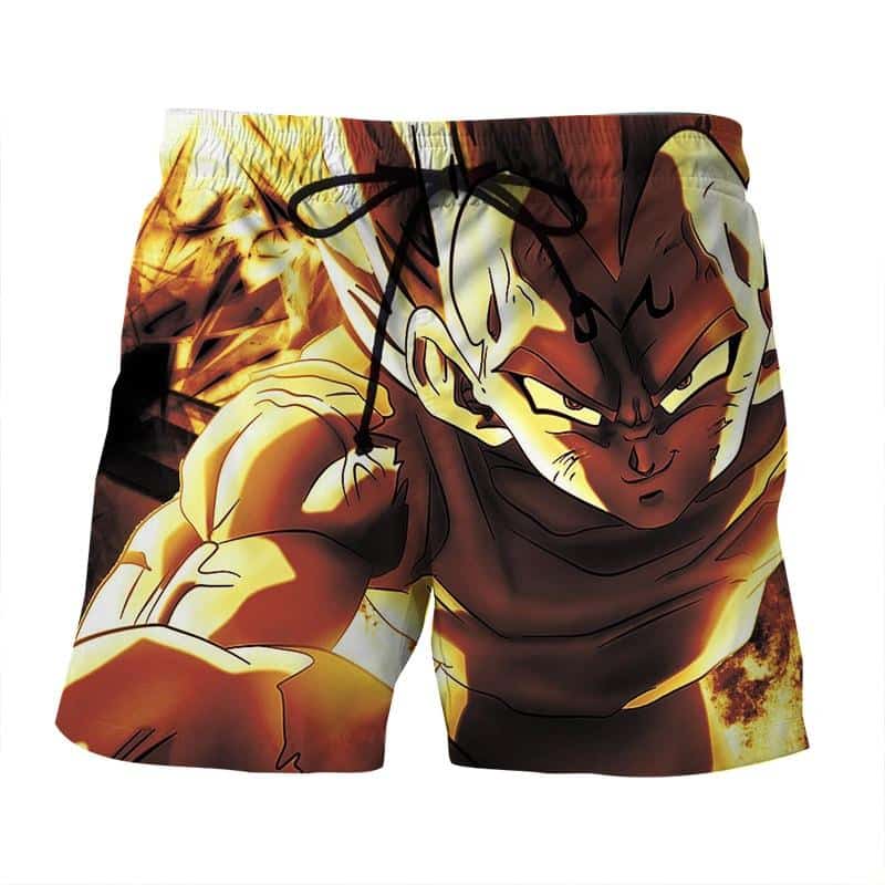 Dragon Ball Z Dope Majin Vegeta Grin Yellow Aura Boardshort