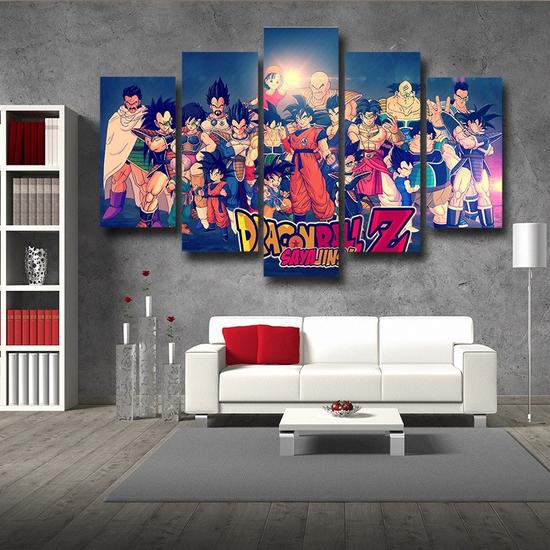 Dragon Ball Z Family Saiyanjins Warriors Classic 5pc Canvas Prints Wall Art