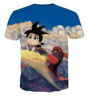 Flying Nimbus Cloud Kid Goku and  Deadpool Funny T-Shirt - Saiyan Stuff