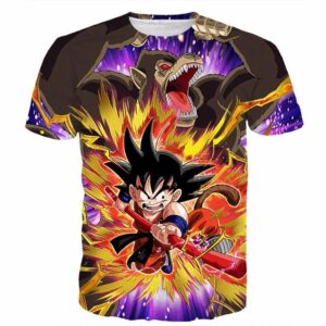 Great Ape Monkey Warrior Angry Kid Goku Fighting 3D T- Shirt - Saiyan Stuff - 1