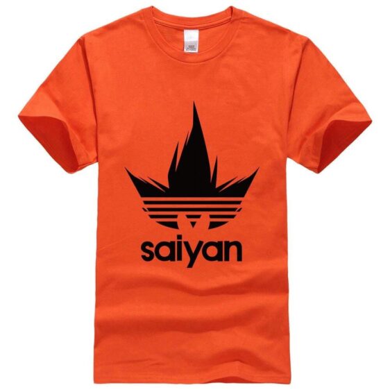 Dragon Ball Z Black Saiyan Adidas Parody Print Orange Shirt