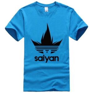 DBZ Black Saiyan Adidas Parody Print Light Blue T-Shirt