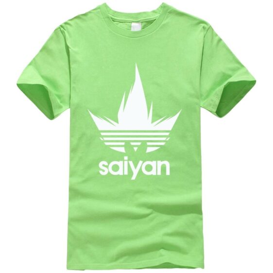 DBZ White Saiyan Adidas Parody Print Light Green T-Shirt