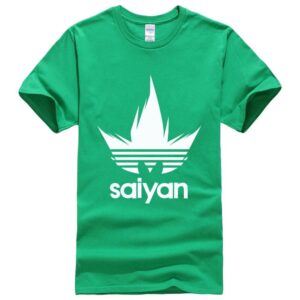 DBZ White Saiyan Adidas Parody Print Dark Green T-Shirt