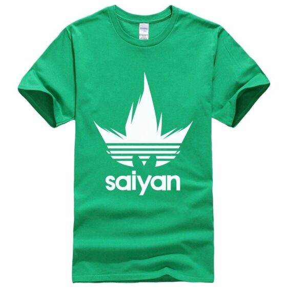 DBZ White Saiyan Adidas Parody Print Dark Green T-Shirt