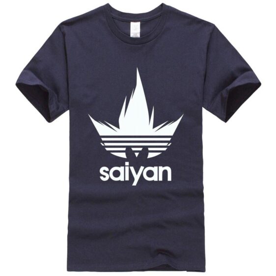 Dragon Ball Z White Saiyan Adidas Parody Navy Blue T-Shirt